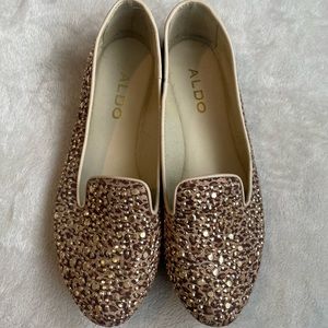 Leopard with gold studs flats